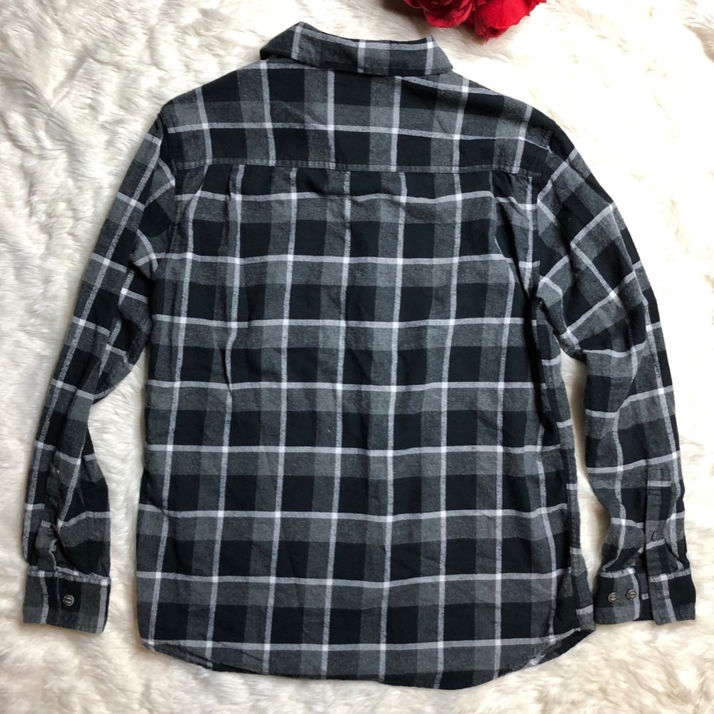 Weatherproof Vintage Black Gray Plaid Button Down - Picture 2 of 3
